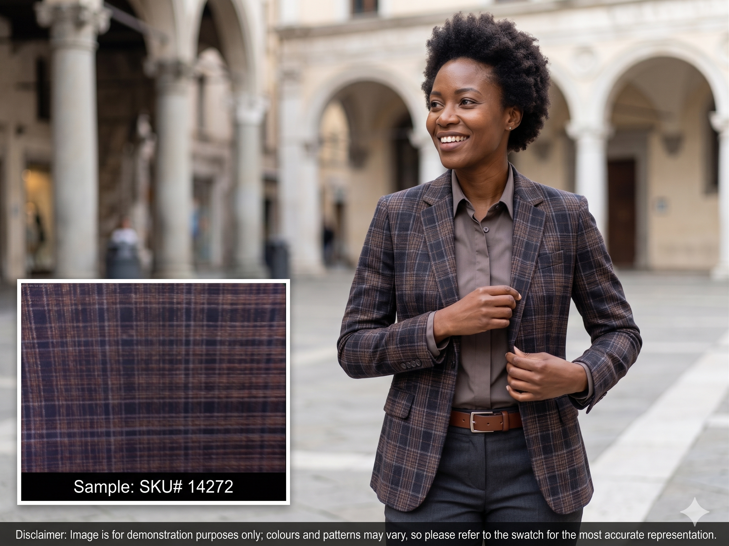 Woman with Multicolour Plaid Worsted Wool Blazer