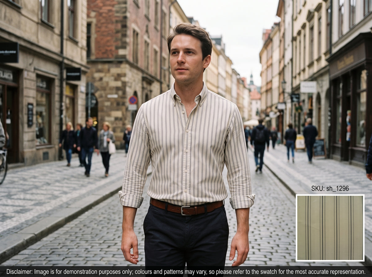 Black White Stripe Egyptian Cotton Shirting