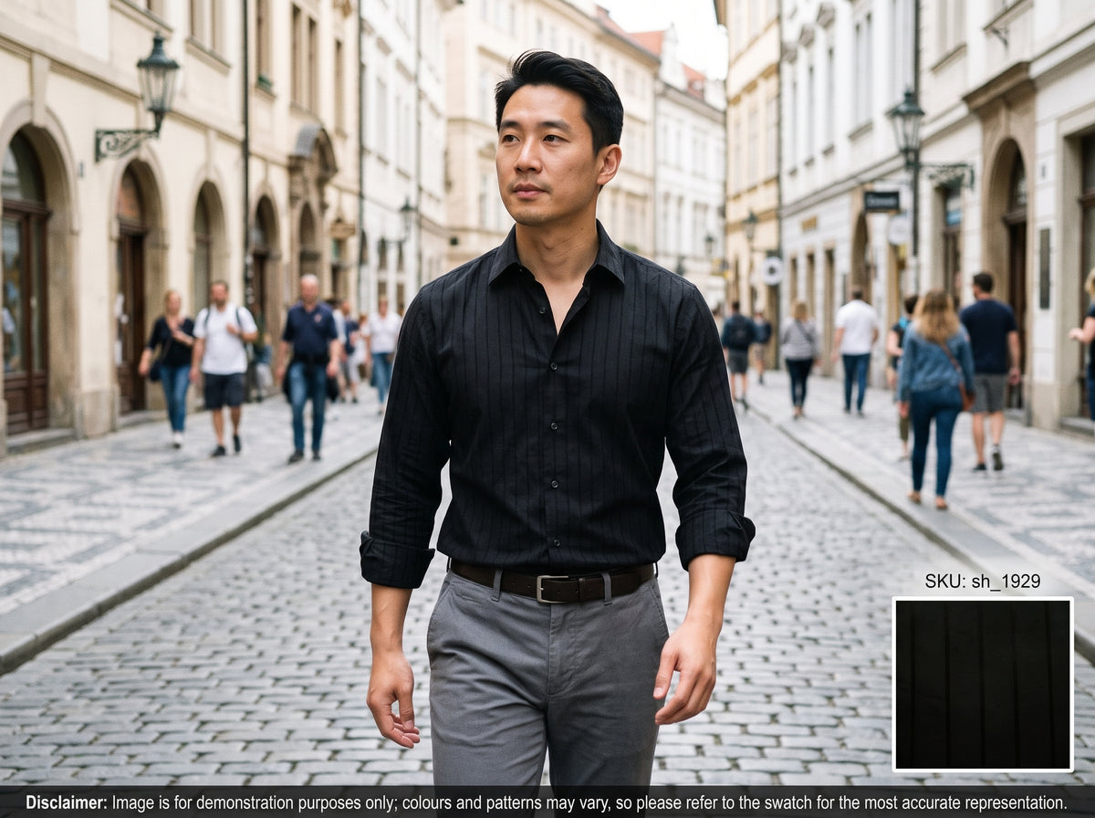 Black Tone Stripe Egyptian Cotton Shirting