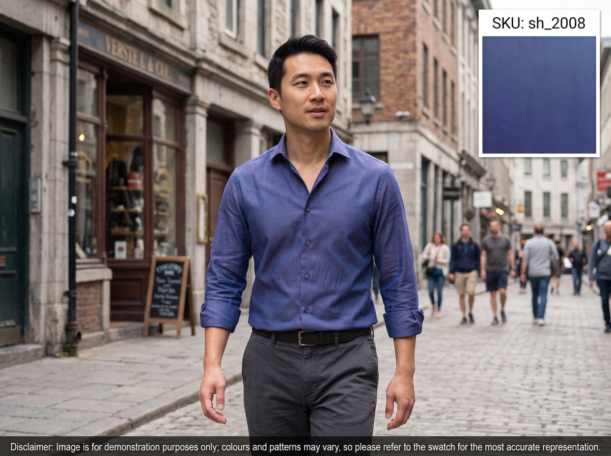 Blue Purple Tinge Plain Egyptian Cotton Shirting