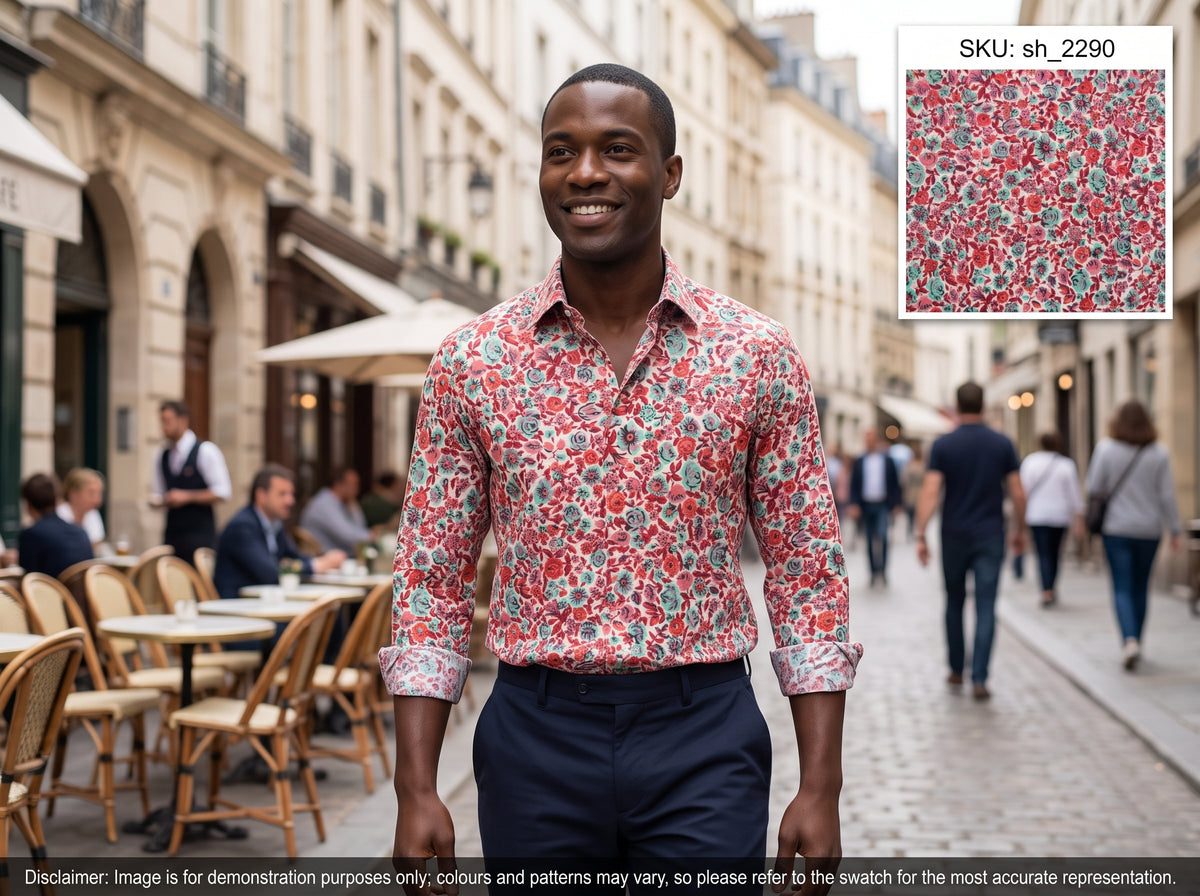 Multicolour Floral Egyptian Cotton Shirting
