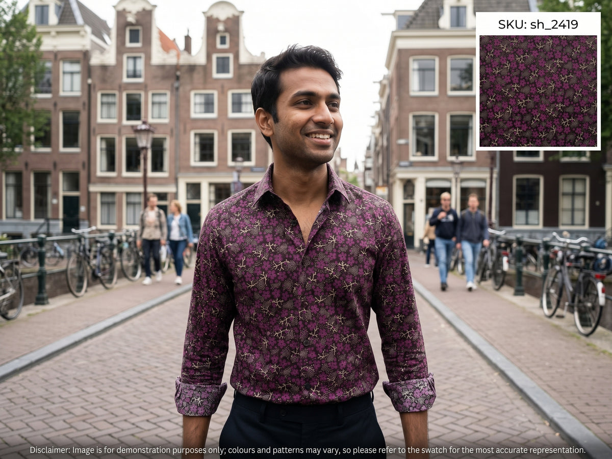 Multicolour Floral Egyptian Cotton Shirting