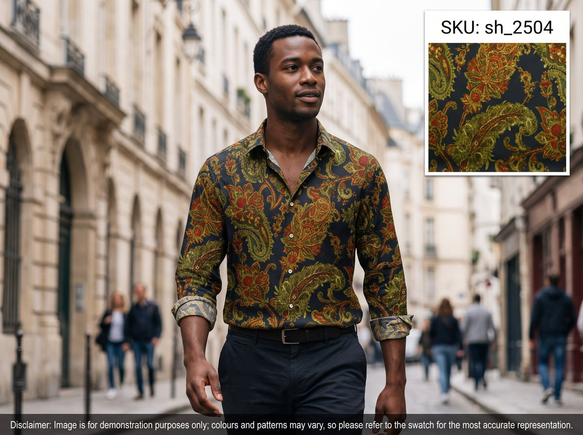 Multicolour Paisley Egyptian Cotton Shirting