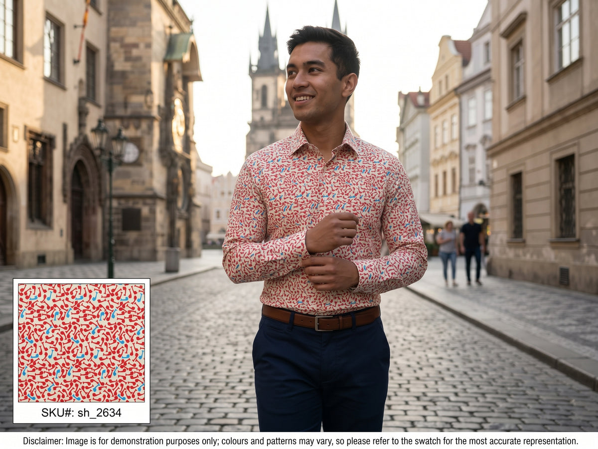 Multicolour Geometric Cotton Shirting