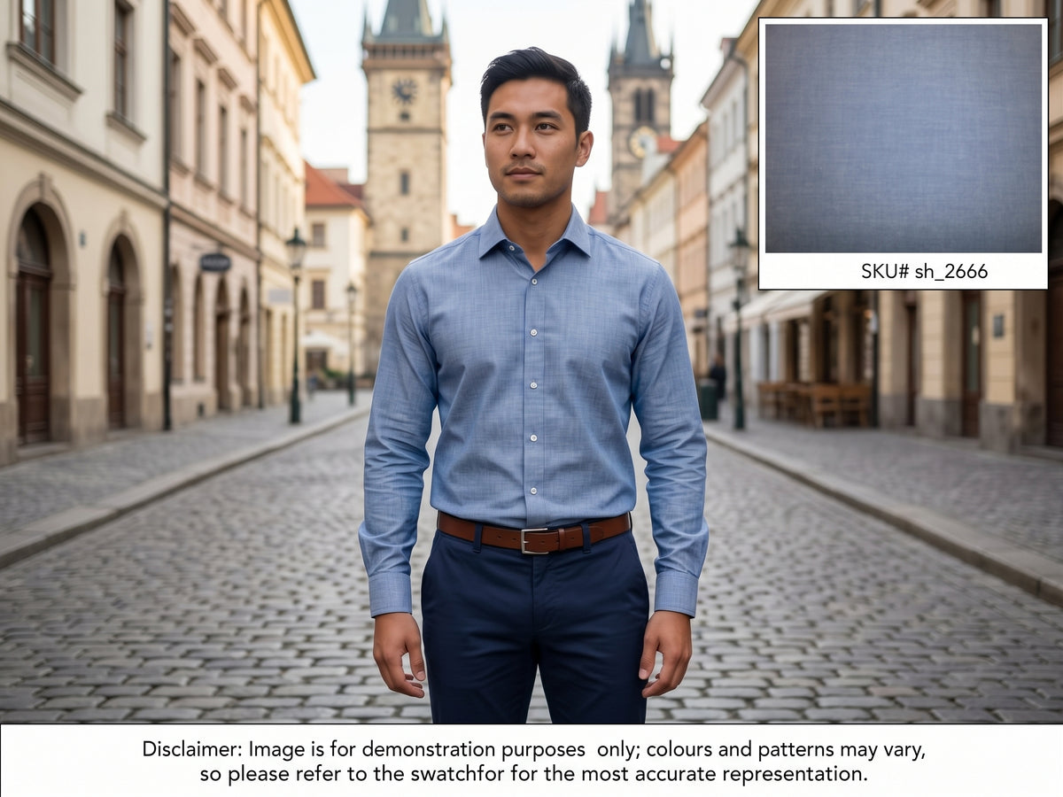 Denim Blue Plain Cotton Shirting
