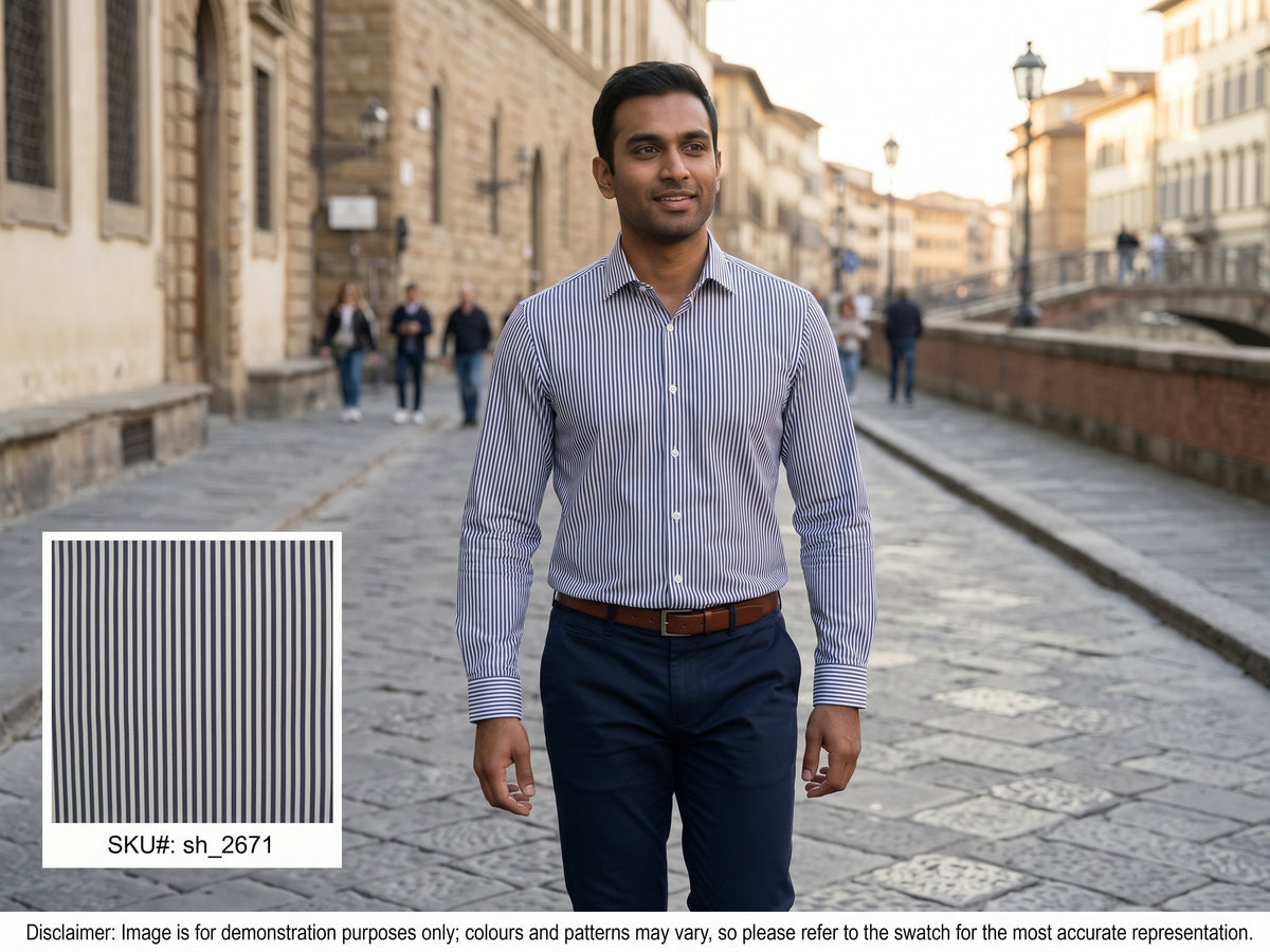 Black White Bengal Stripe Cotton Shirting