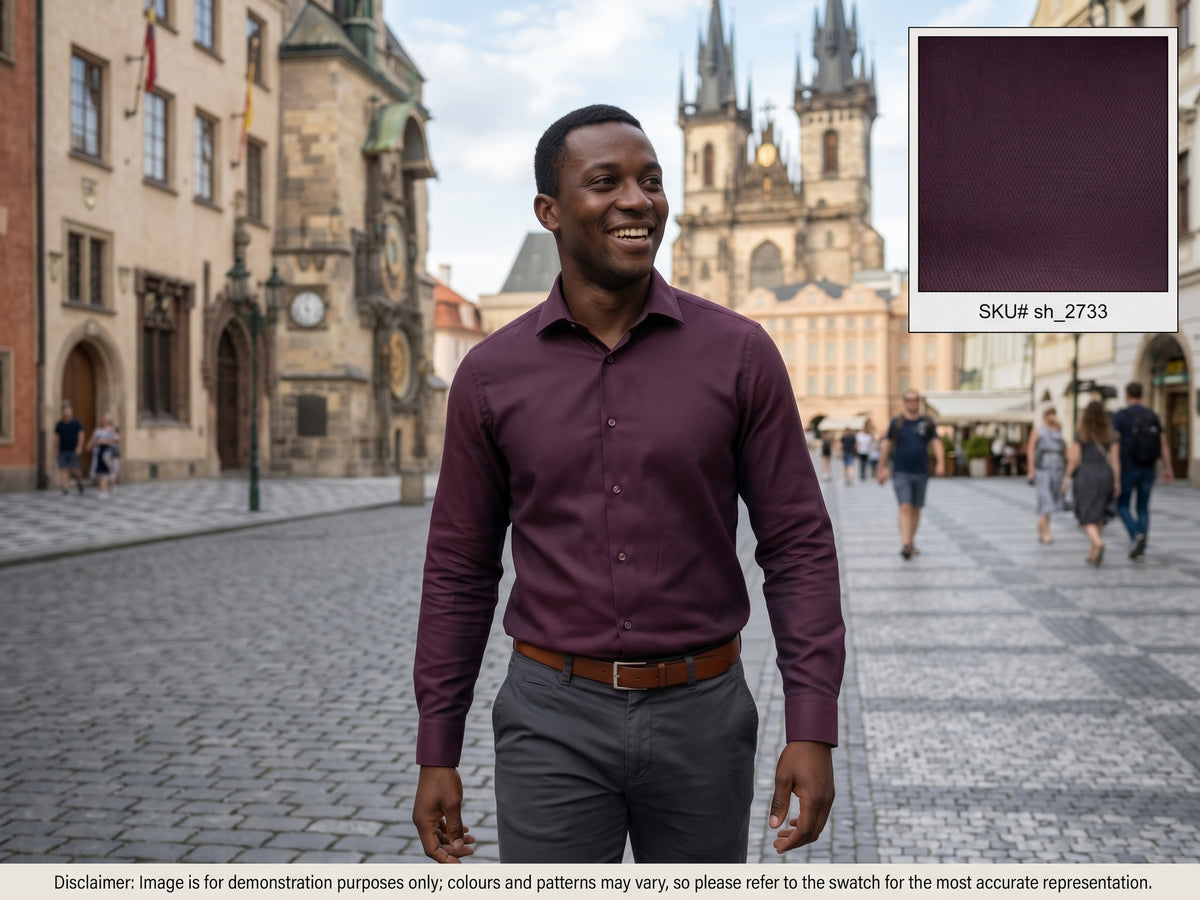 Aubergine Purple Plain Cotton Shirting