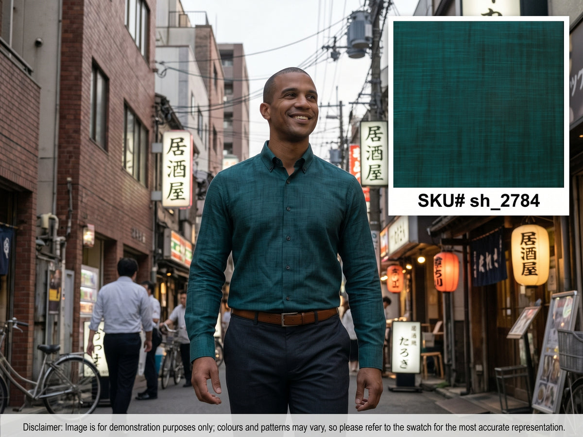 Emerald Green Plain Cotton Linen Shirting