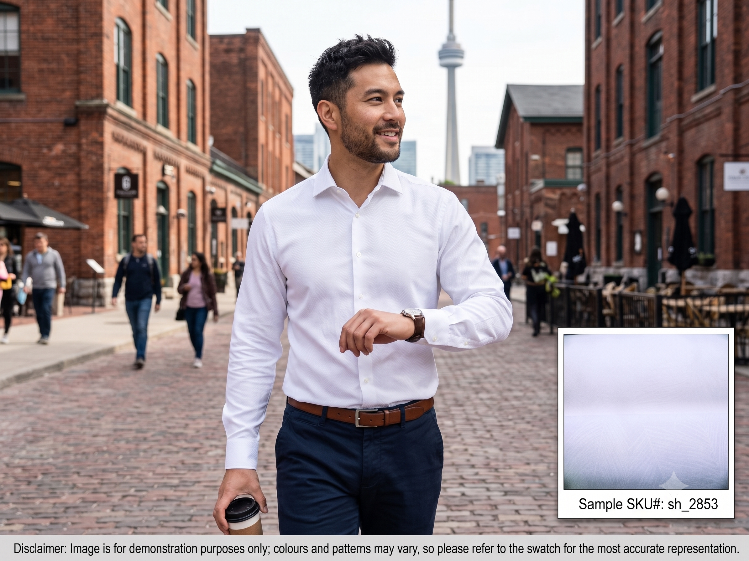 Man with White Floral Egyptian Cotton Shirting