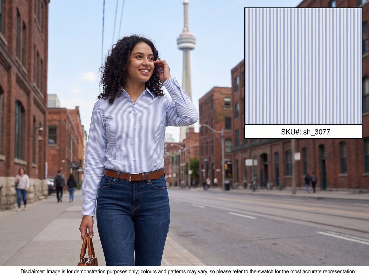 Blue White Stripe Cotton Dresses Shirting