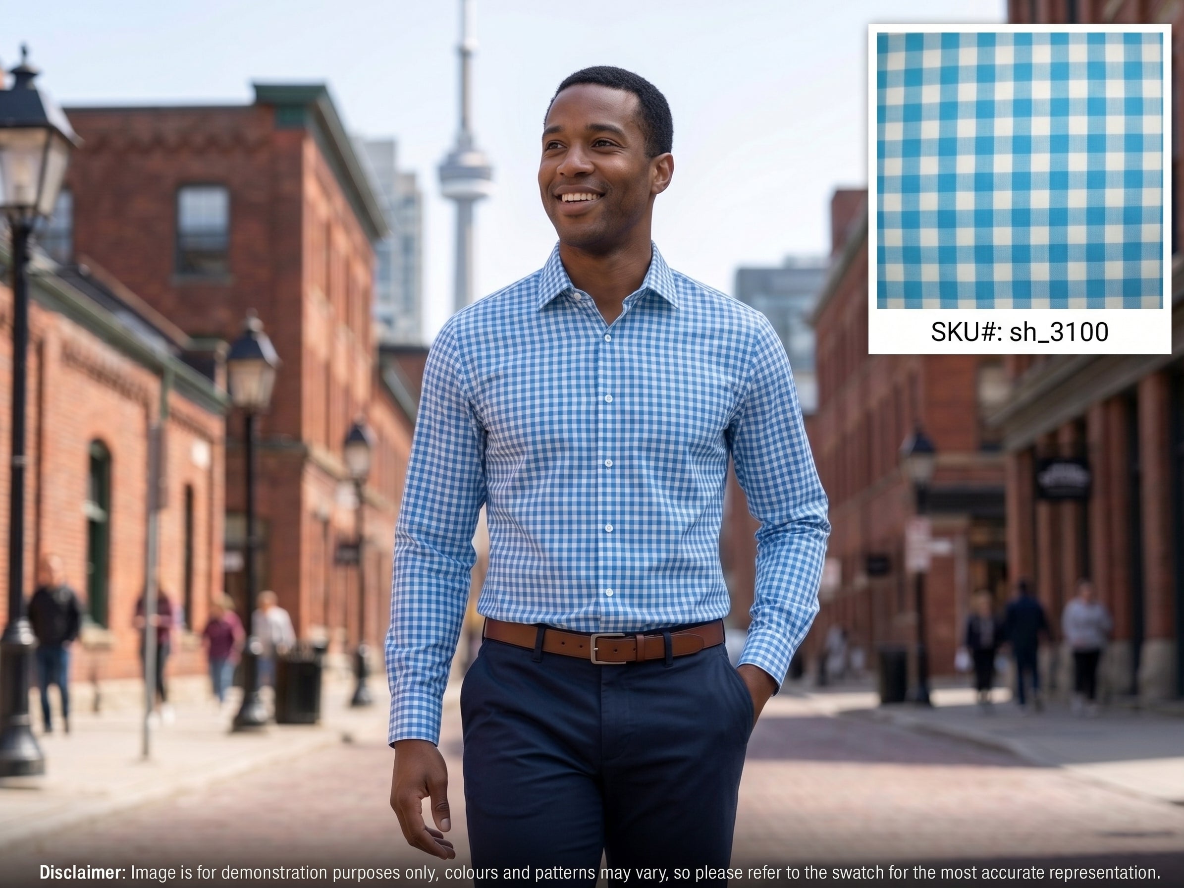 Teal Blue White Check Cotton Shirting
