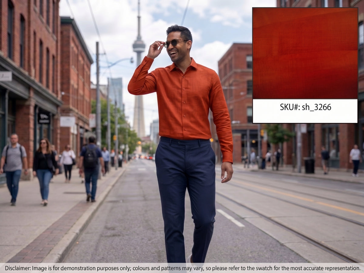 Apple Red Plain Linen Shirting