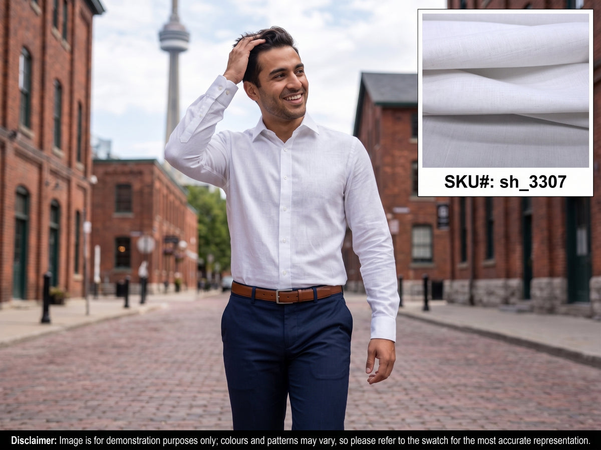 White Plain Linen Shirting