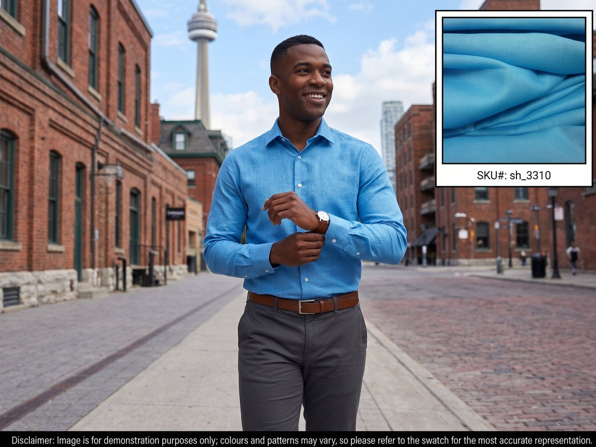 Turquoise Blue Plain Linen Shirting
