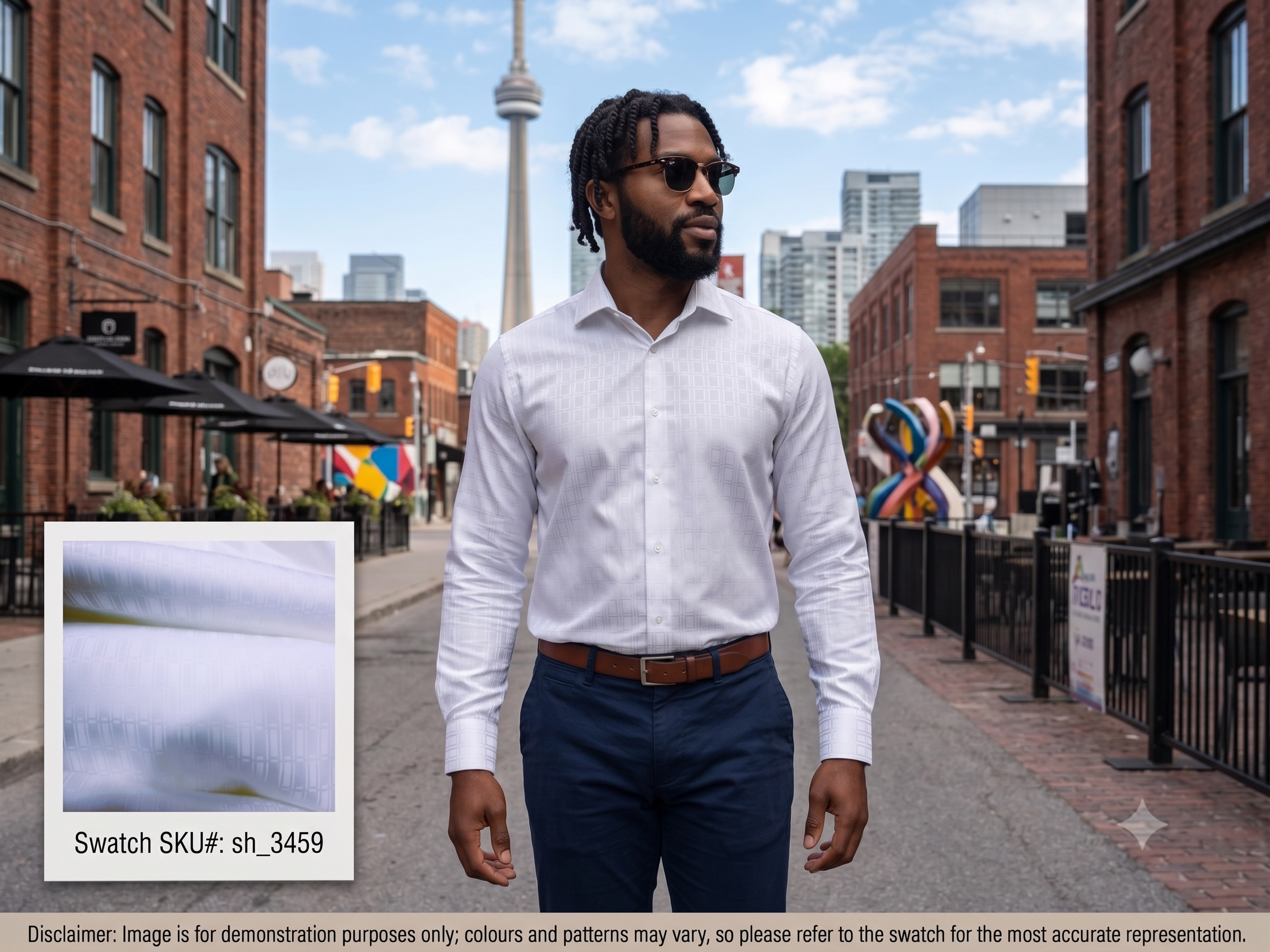 Man with White Check Cotton Formal Shirting