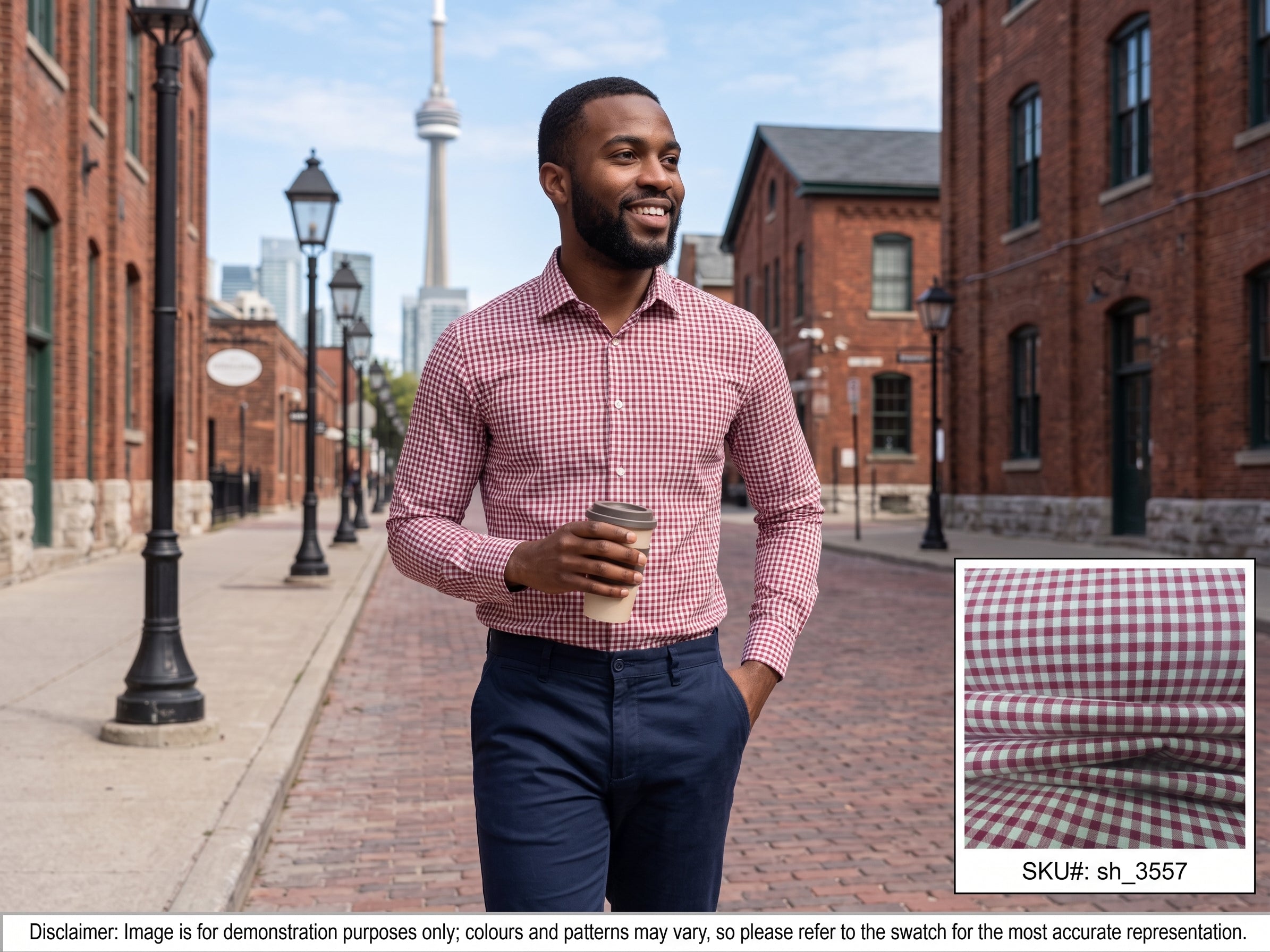 White & Red Micro Check Cotton-Linen Blend Shirting