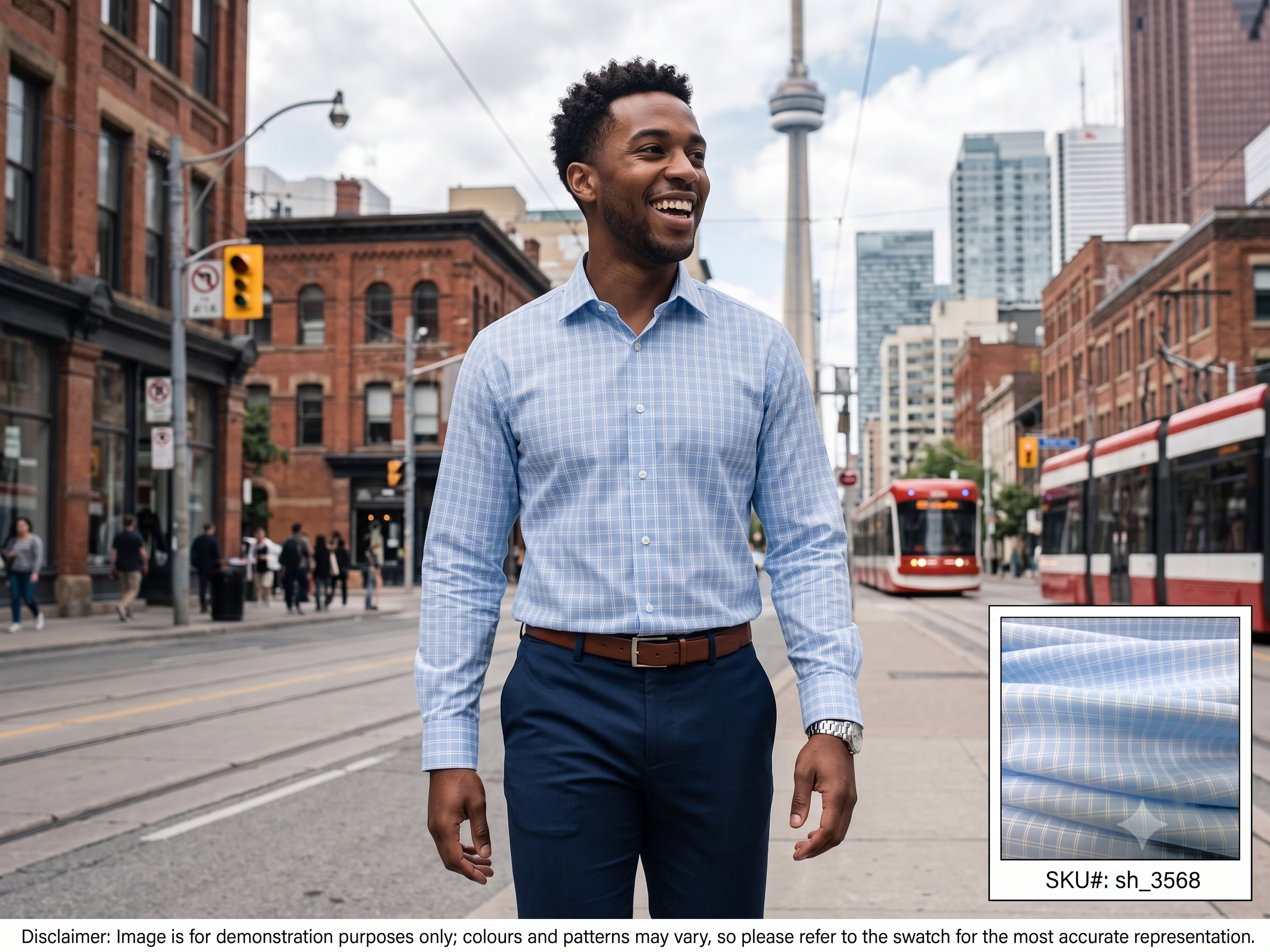 Man with Sky Blue White Check Cotton Dressses Shirting