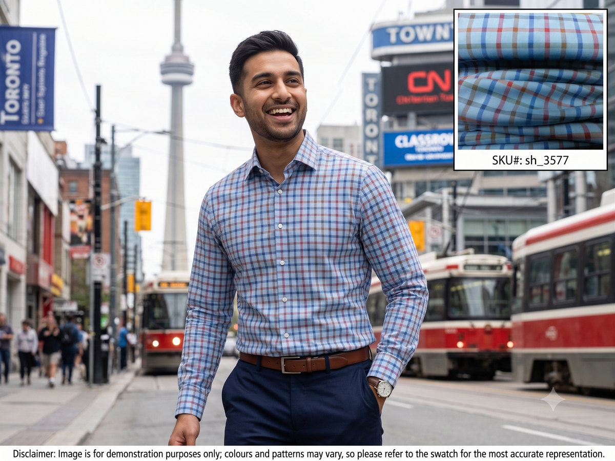 Man with Multicolour Check Egyptian Cotton Shirting