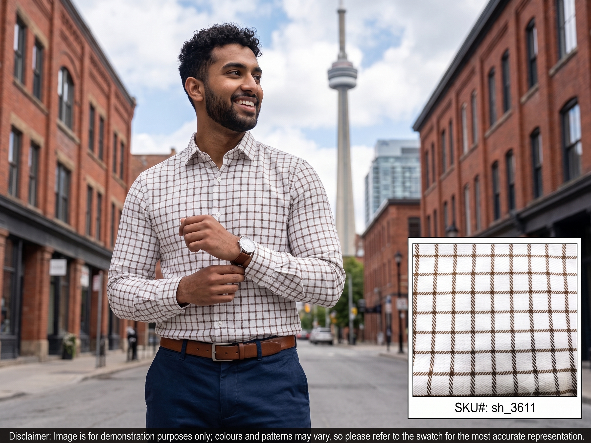 White Brown Check Egyptian Cotton Dresses Shirting
