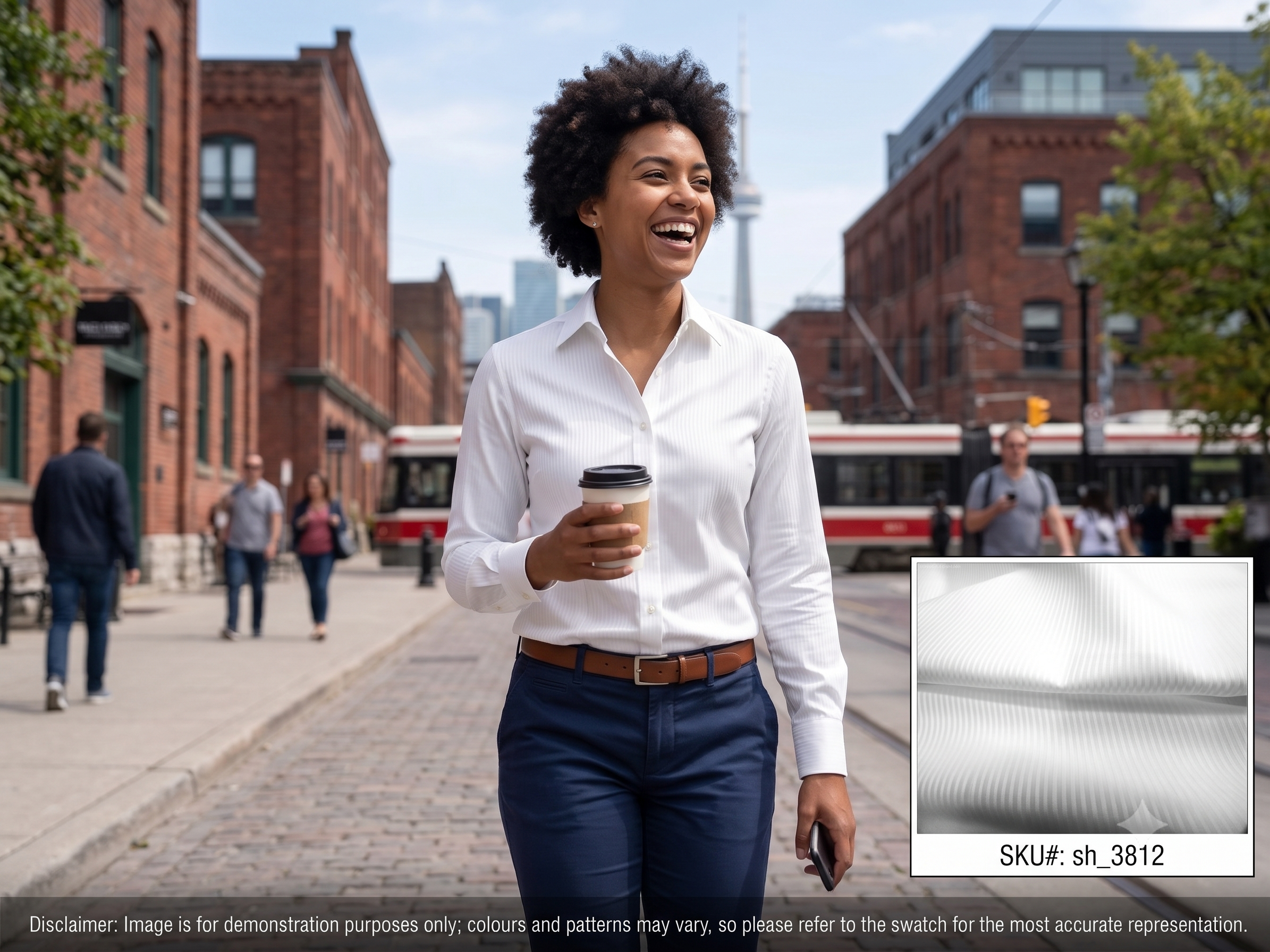 Woman with White Stripe Egyptian Cotton Formal Shirting
