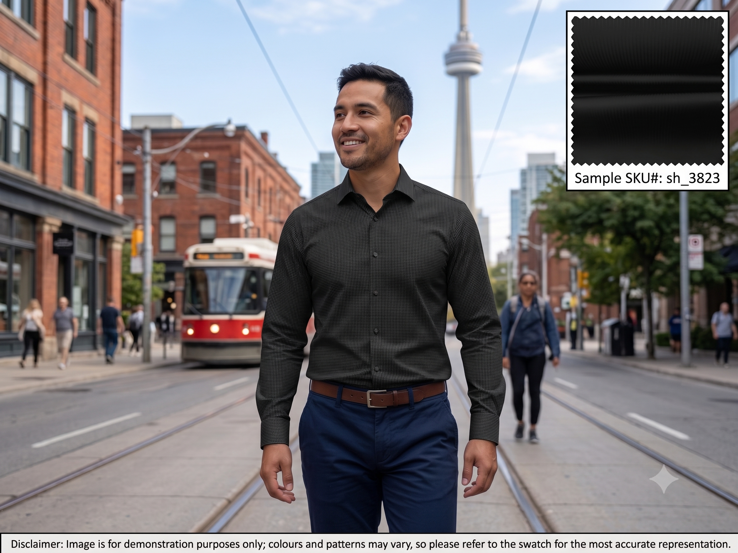 Man with Black Stripe Egyptian Cotton Shirting Dresses