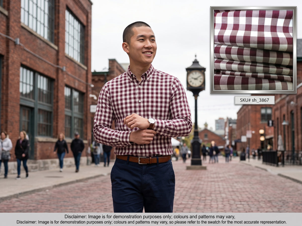 Red White Check Kashko Cotton Shirting Fabric