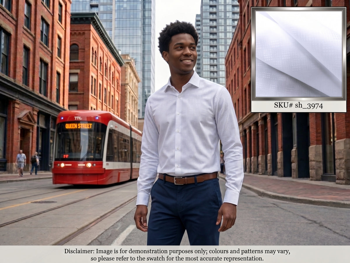 White Check Cotton Shirting Fabric