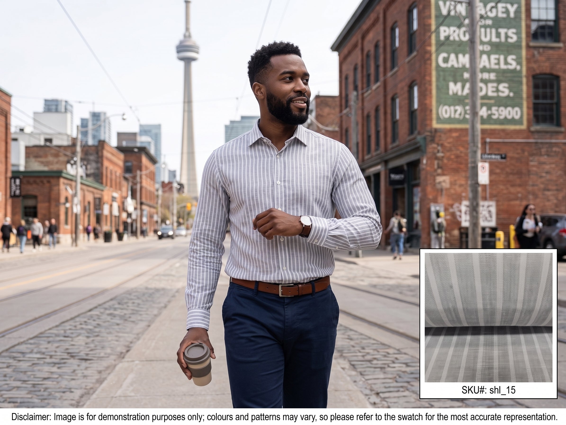Grey White Stripe Linen Shirting