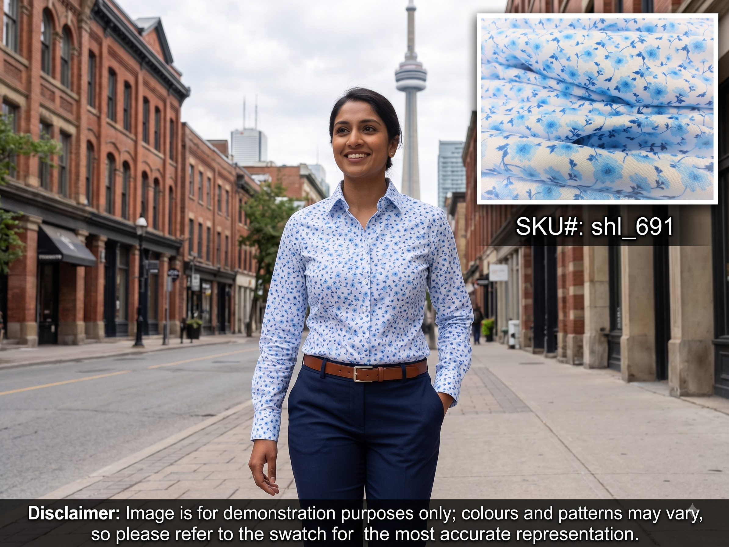 Blue White Floral Egyptian Cotton Shirting