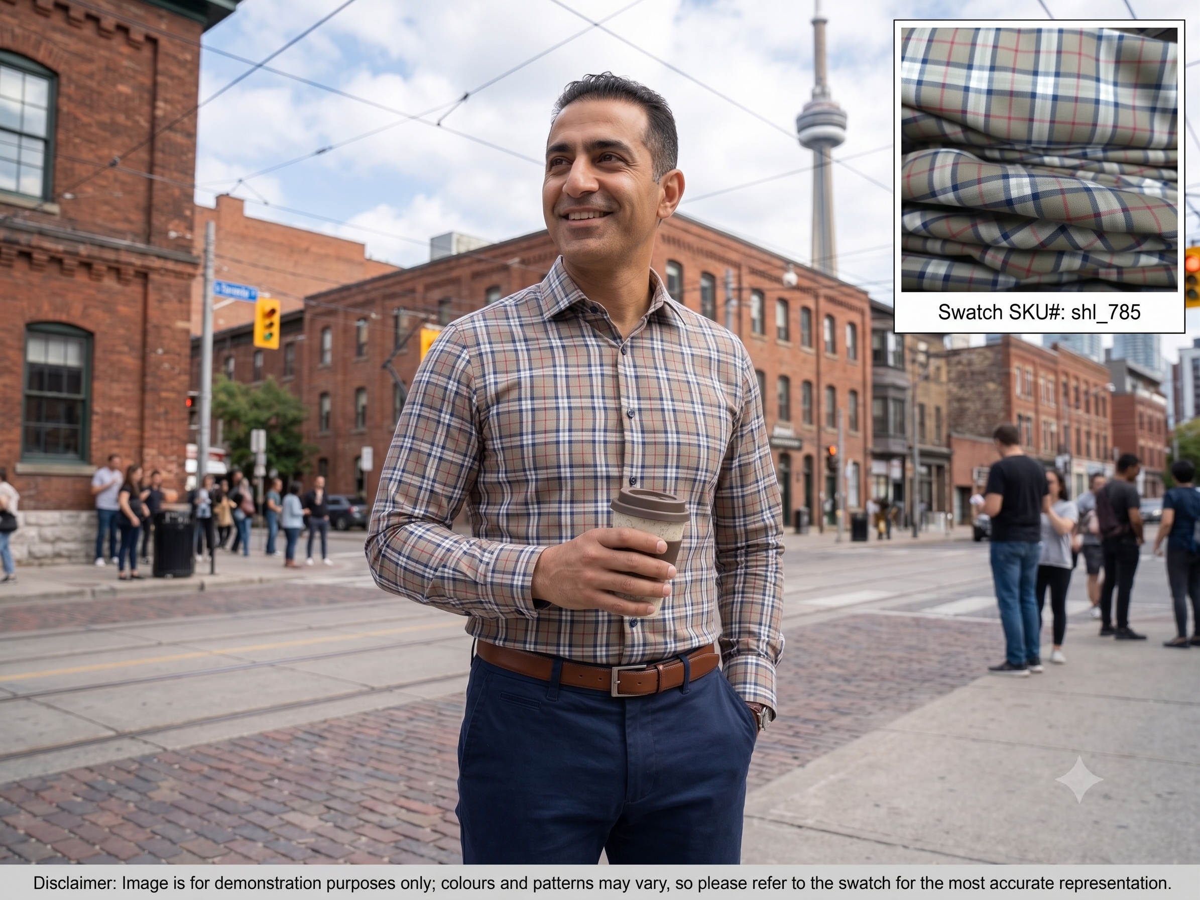 Man with Multicolour Check Egyptian Cotton Shirting