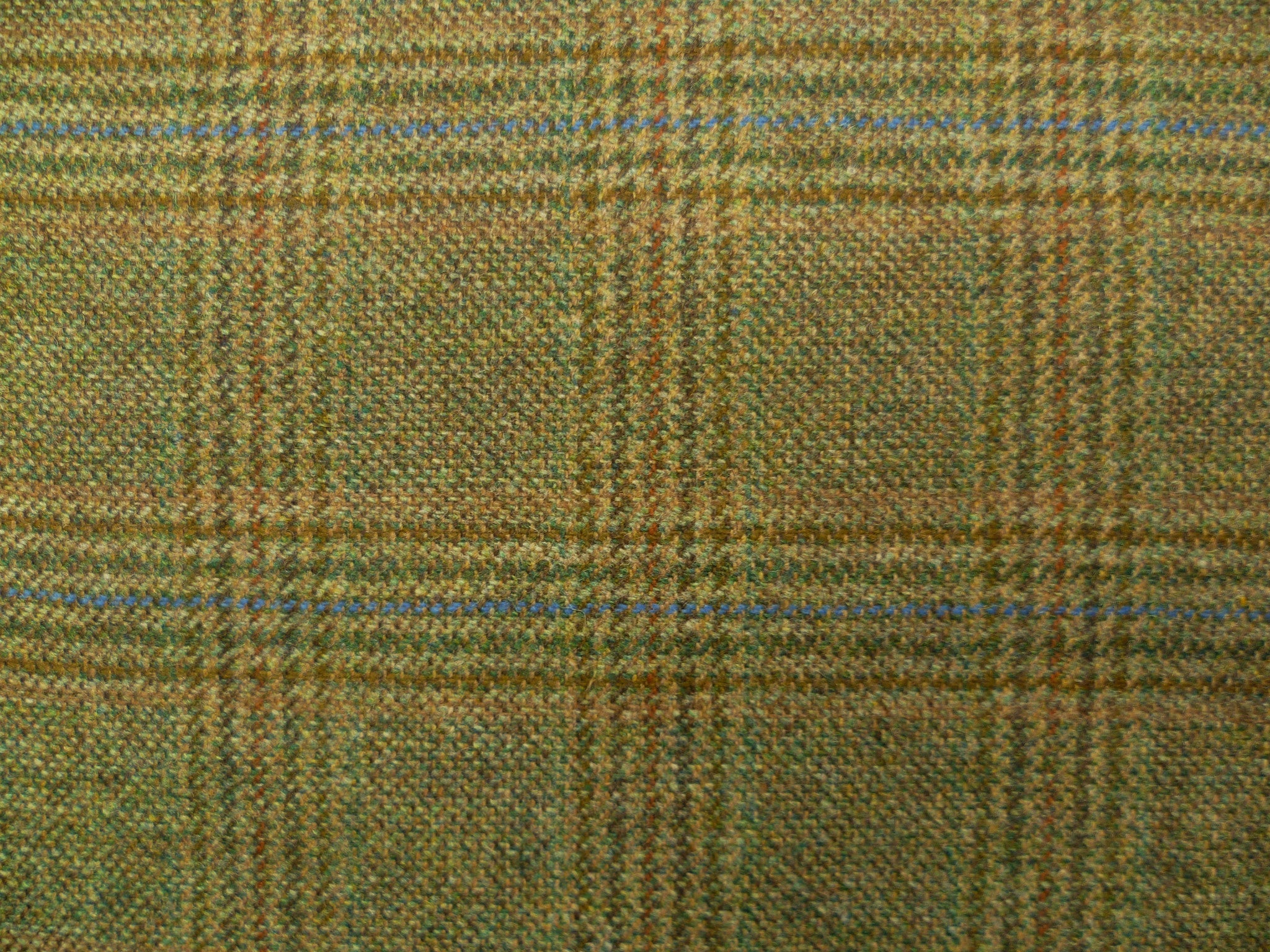 Moss, Dark Beige, Ash Grey and Blue Overchecked Wool