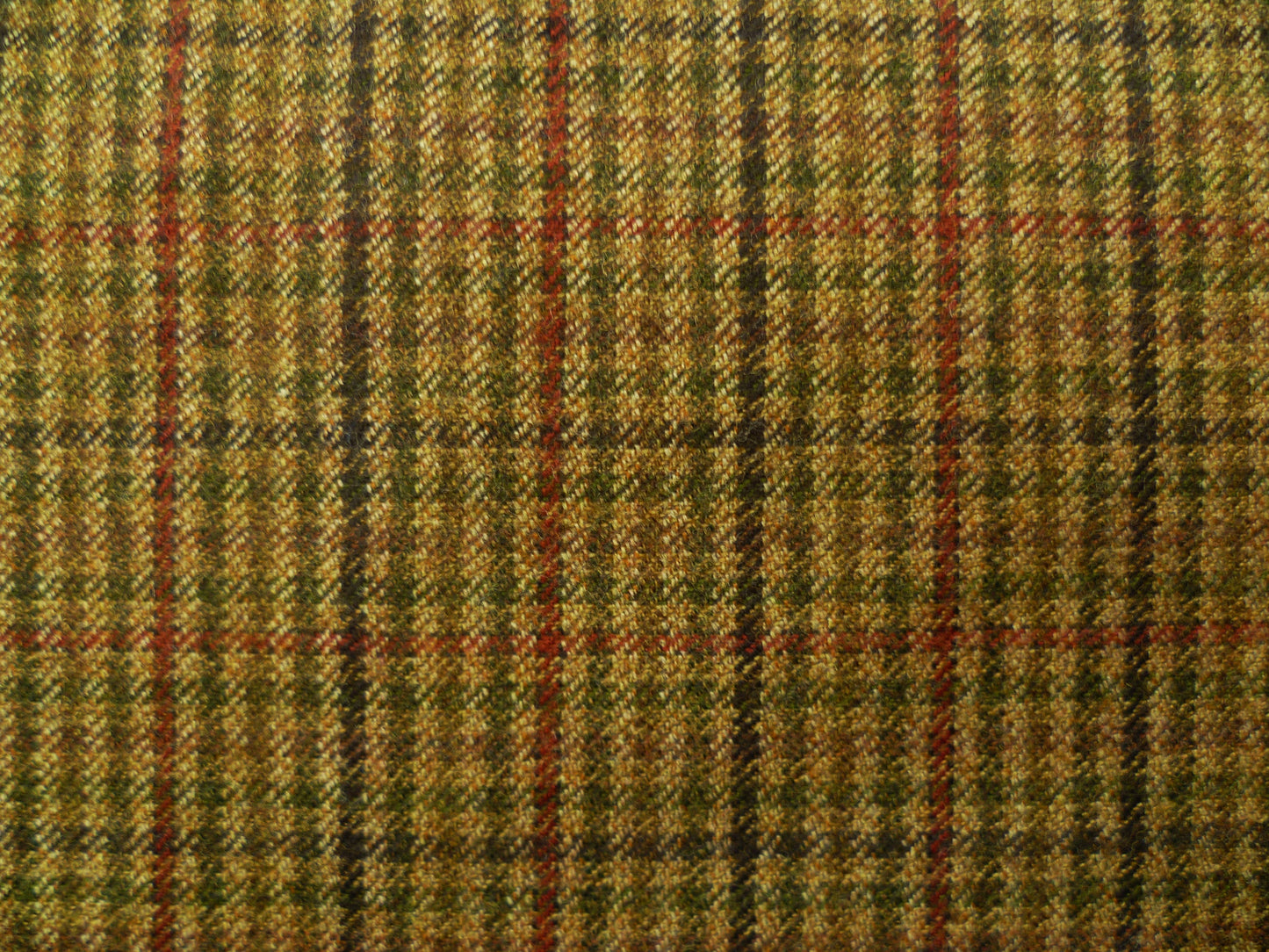 Taupe, Green and Rust Checked Wool