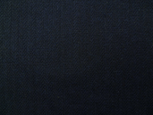 Dark Navy  Wool Fishbone Patterned Wool