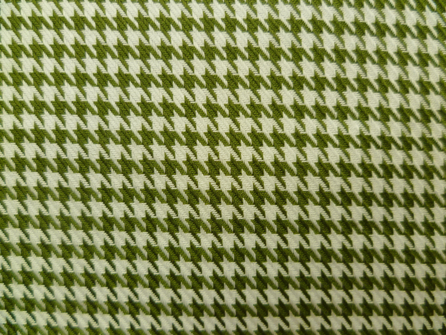 Olive and White Houndstooth Cotton