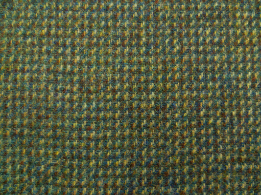 Teal, Brown and Beige Neat Barleycorn Patterned Wool Tweed