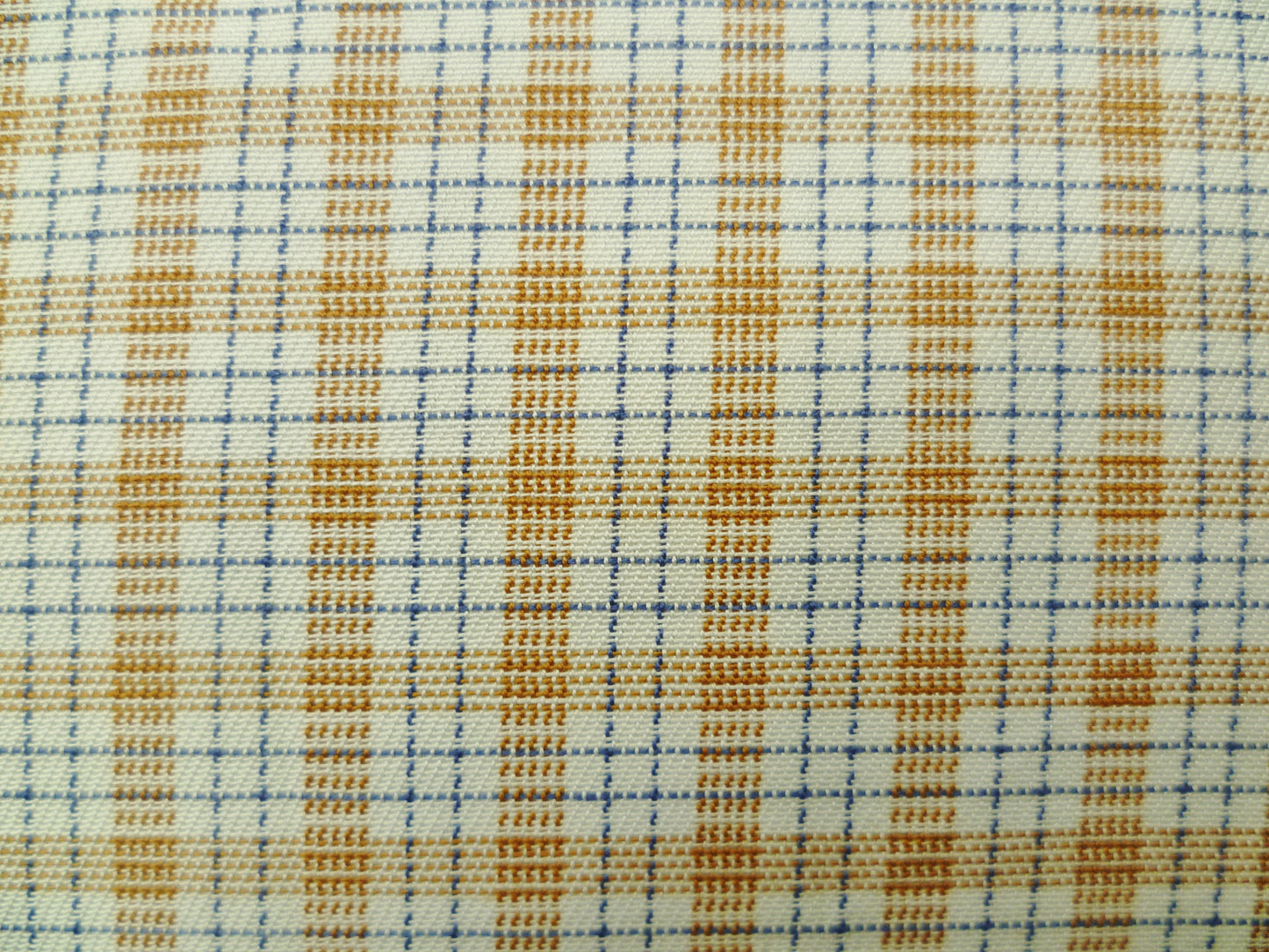 Red-Brown, Ocean Blue and White Checked Cotton