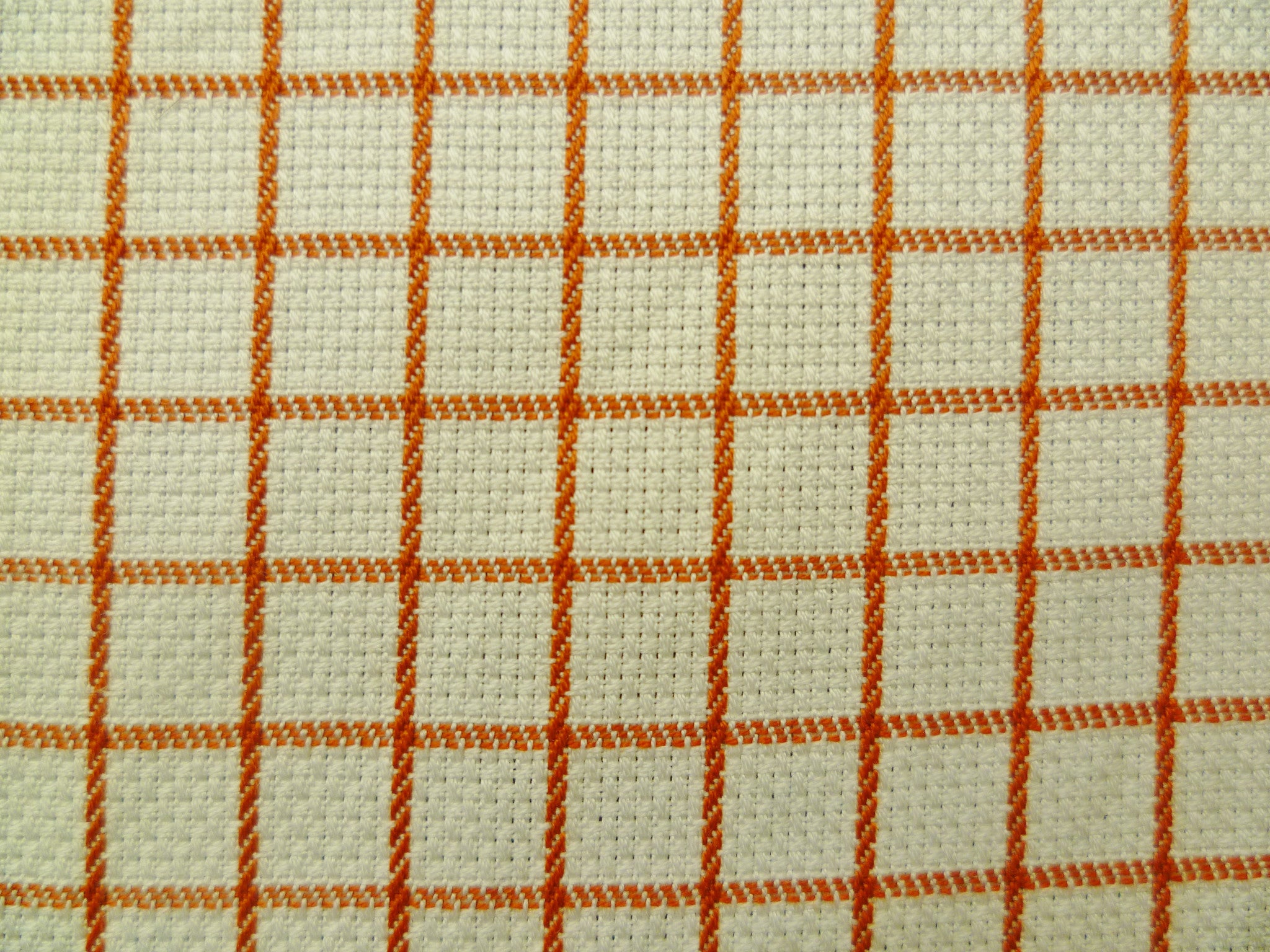Red-Orange and White Checked Cotton