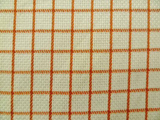 Red-Orange and White Checked Cotton