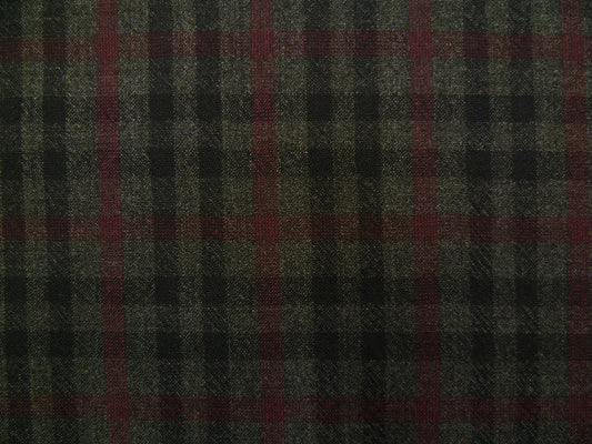 Pewter Grey, Charcoal and Burgundy Overchecked Wool