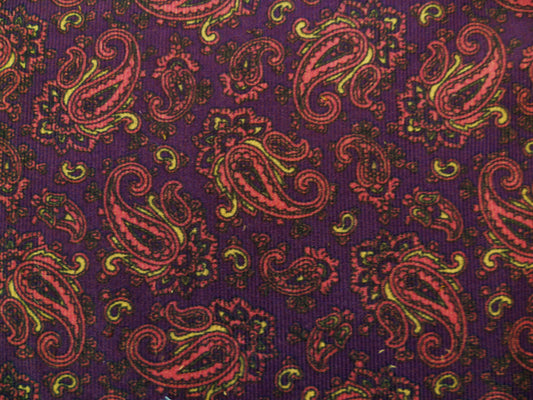 Purple, Beige, Pink and Black Paisley Patterned Cotton