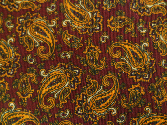 Red-Brown, Orange, Beige and Black Paisley Patterned Cotton