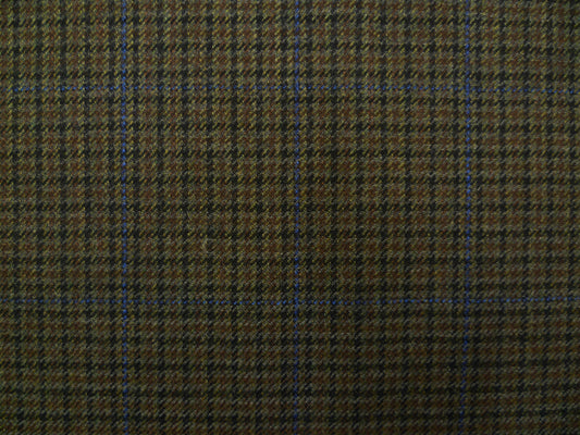 Moss-Brown, Black, Blue Overchecked Wool