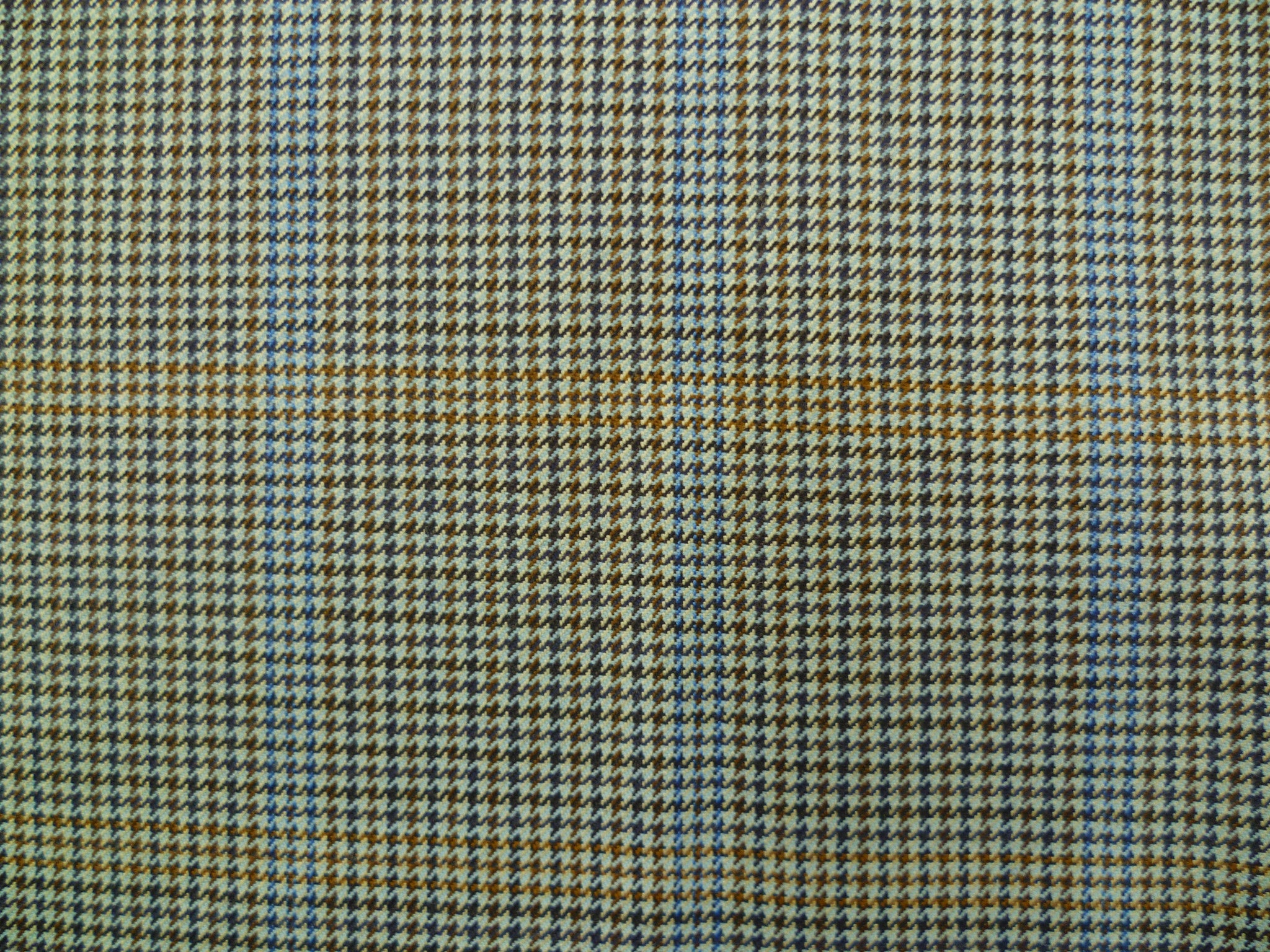 Mixed Blue, Beige, Brown Dogstooths and Blue Overchecked Wool