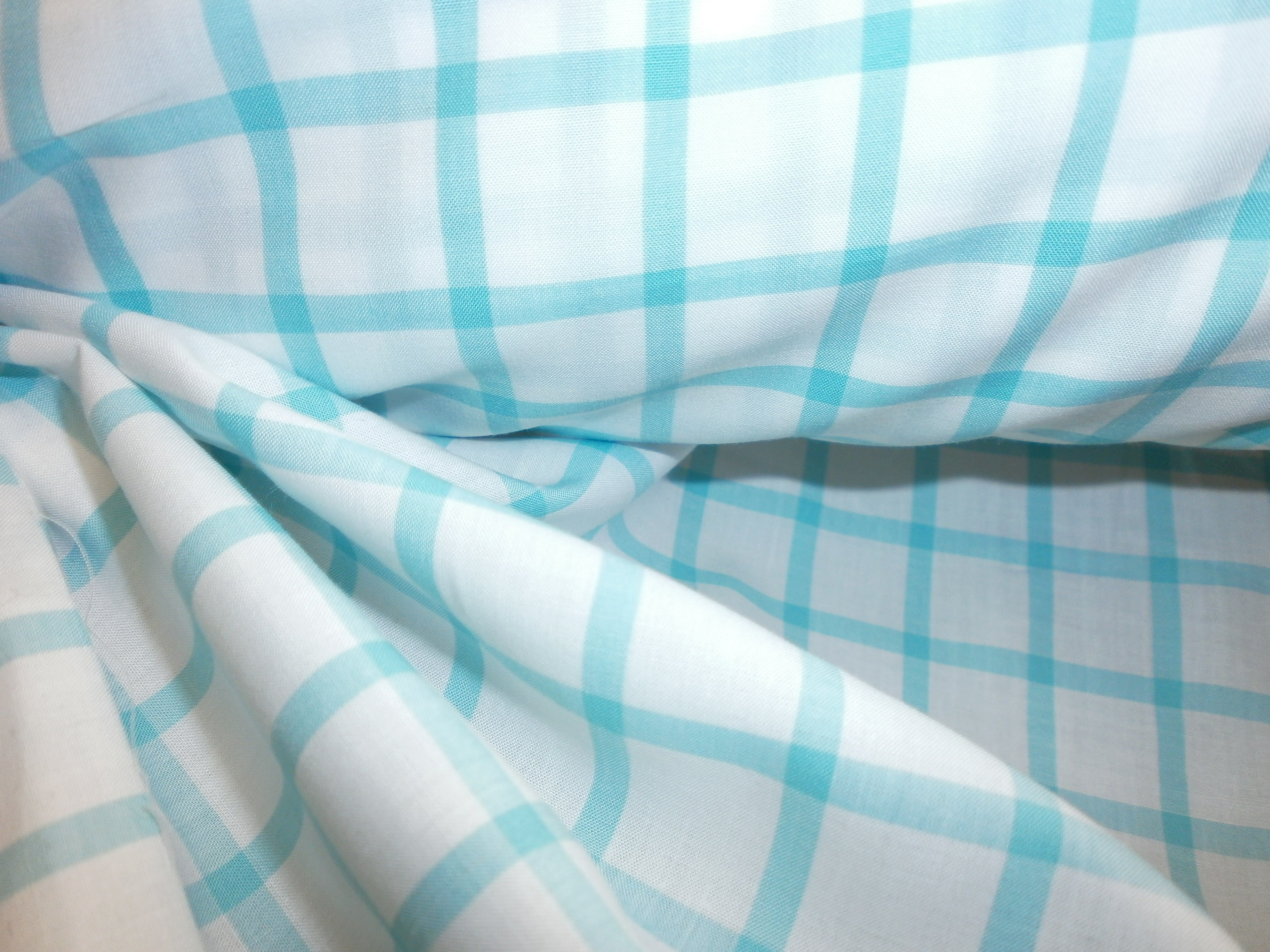 Arctic Blue White Check Cotton Dresses Shirting