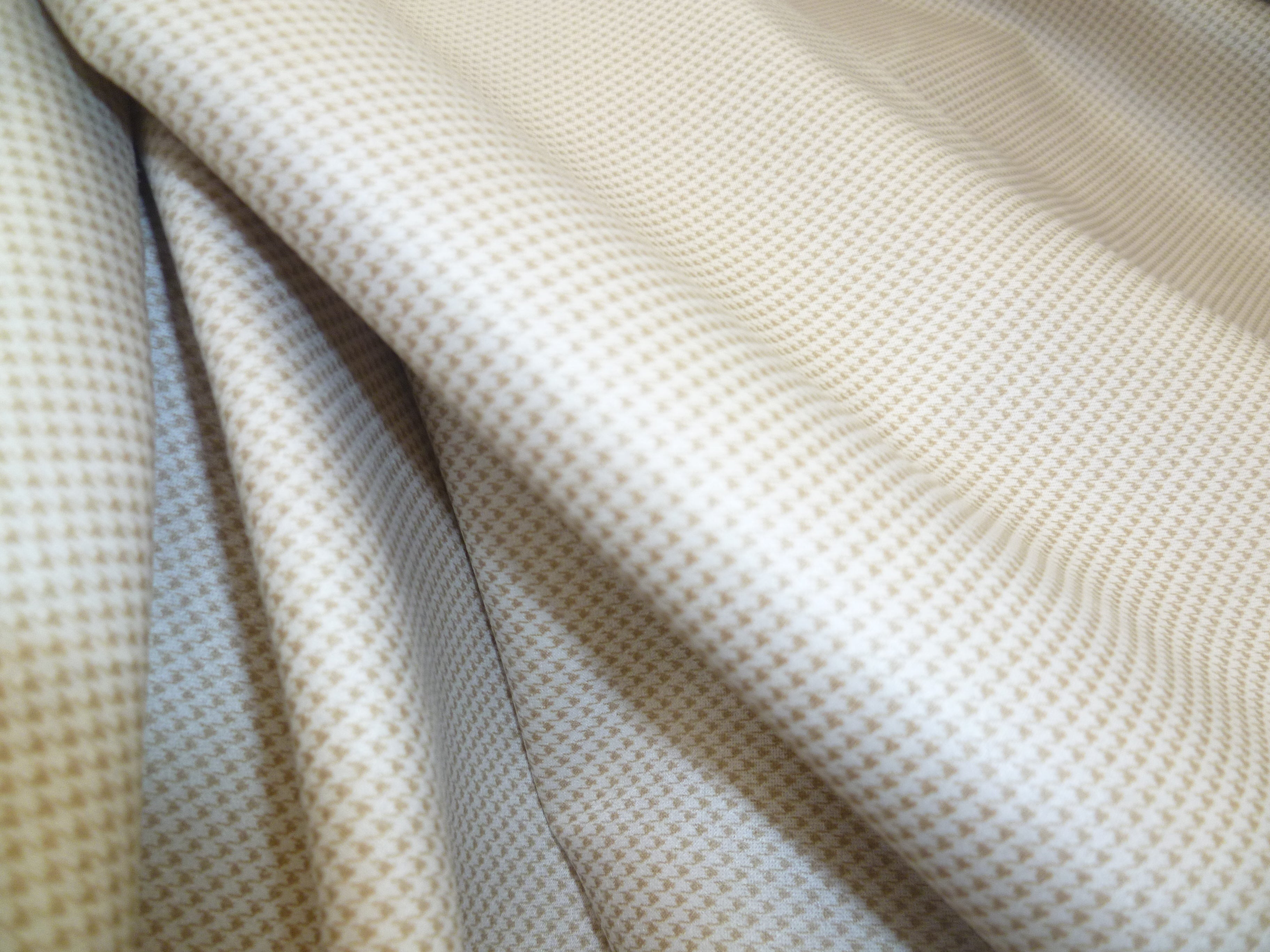 Beige Cream Houndstooth Microfiber Cotton Blazer