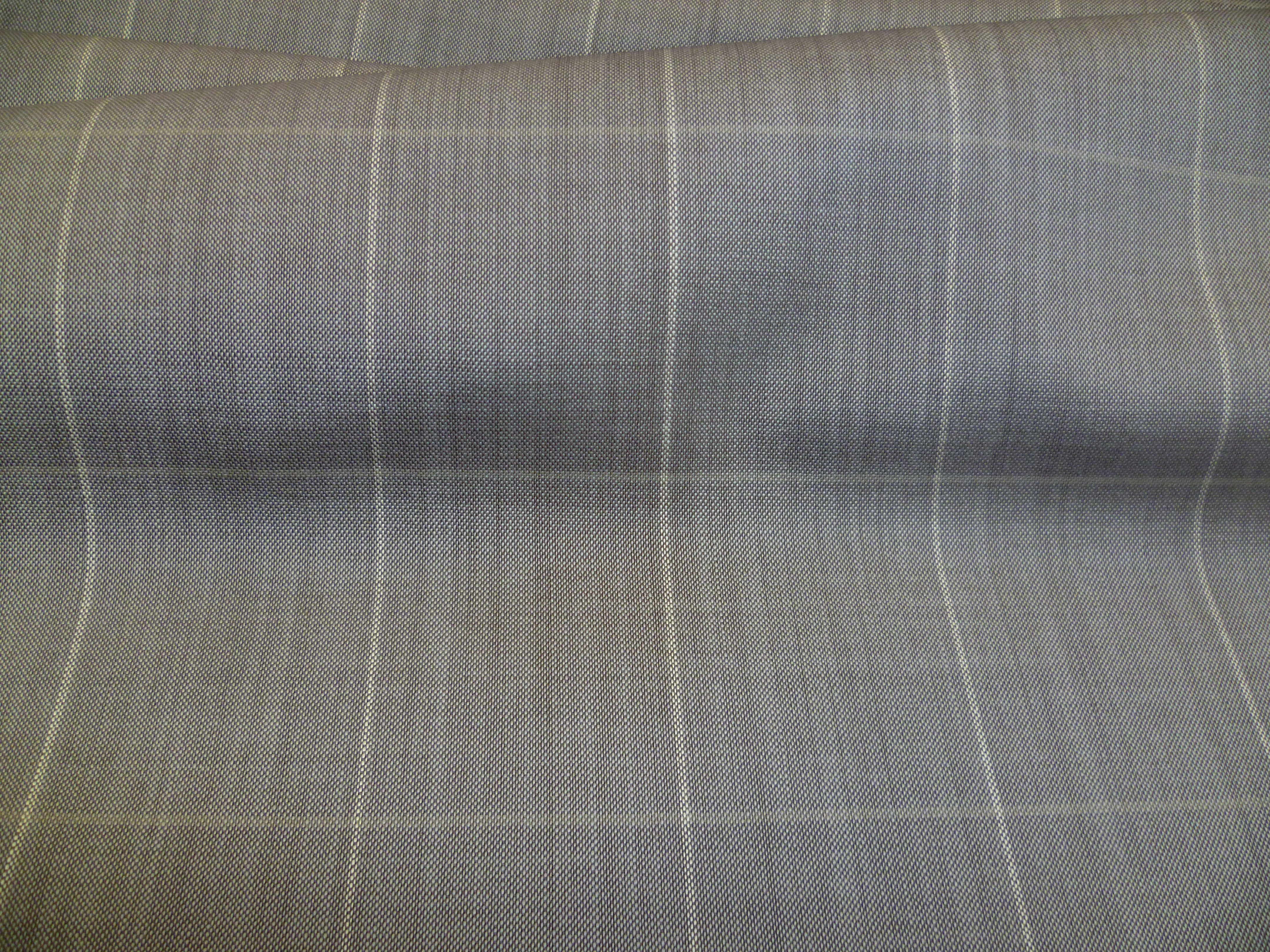 Beige Grey Check Wool Blazer Suiting