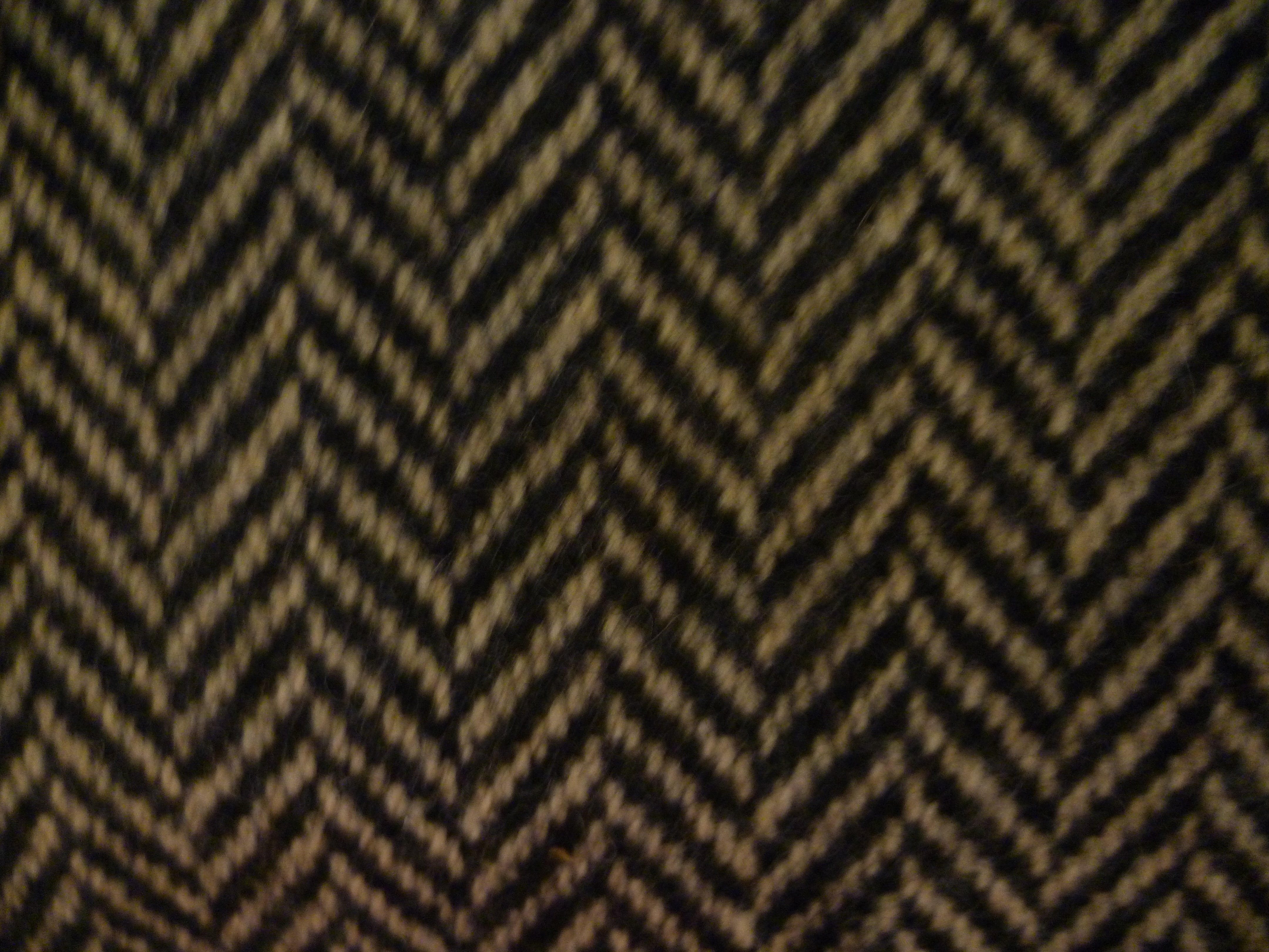 Black Beige Herringbone Wool Coating