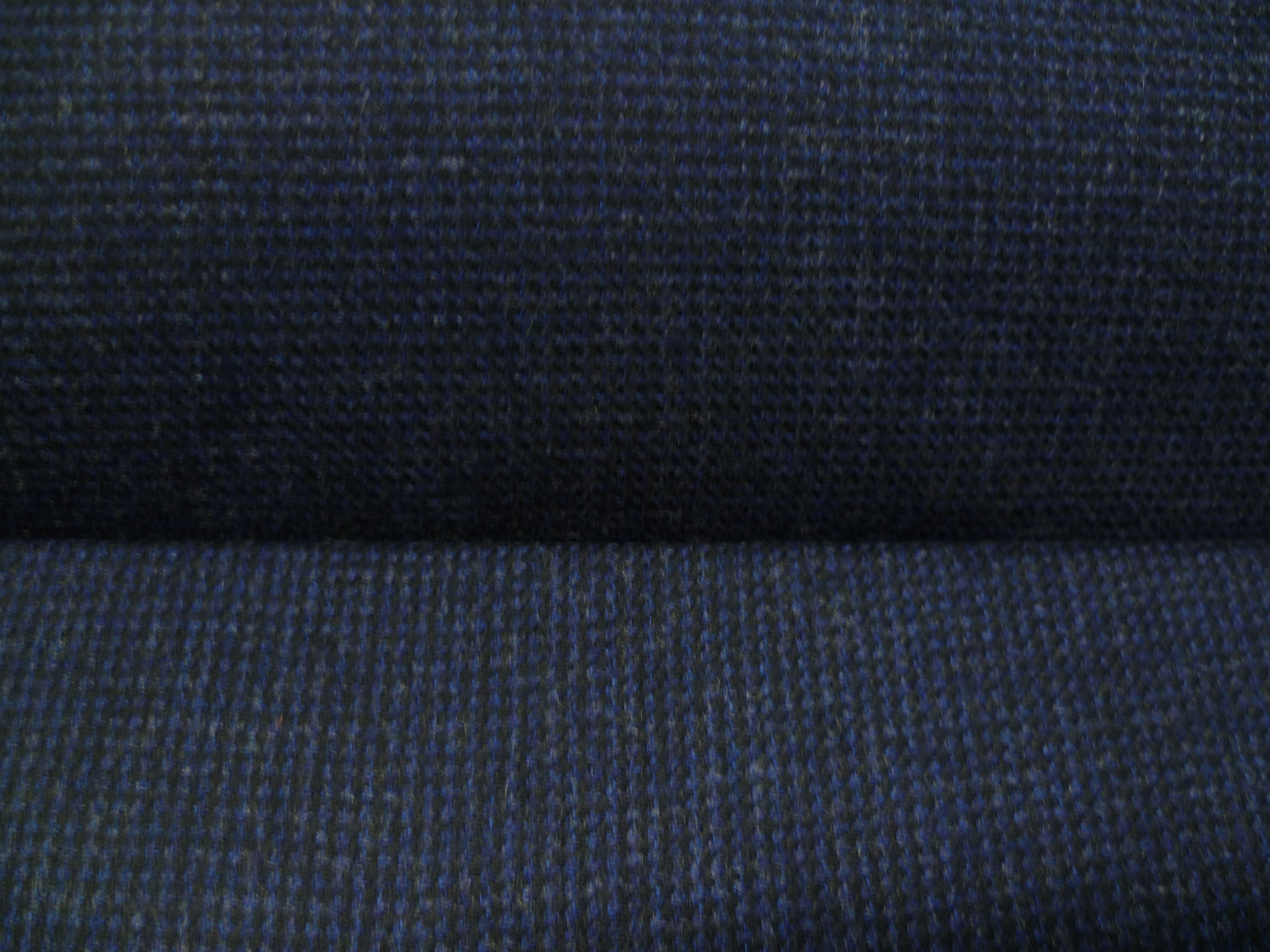 Black Blue Check Worsted Wool Blazer Suiting