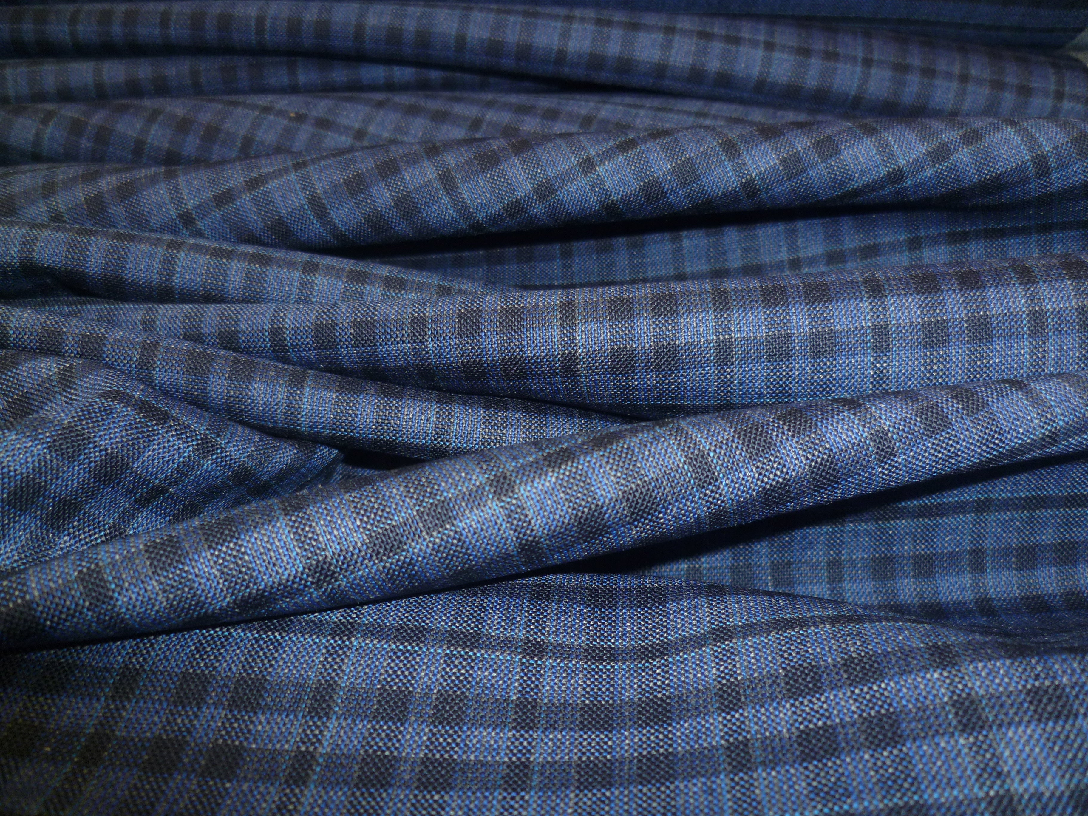 Black Navy Check Tropical Wool Blazer Suiting