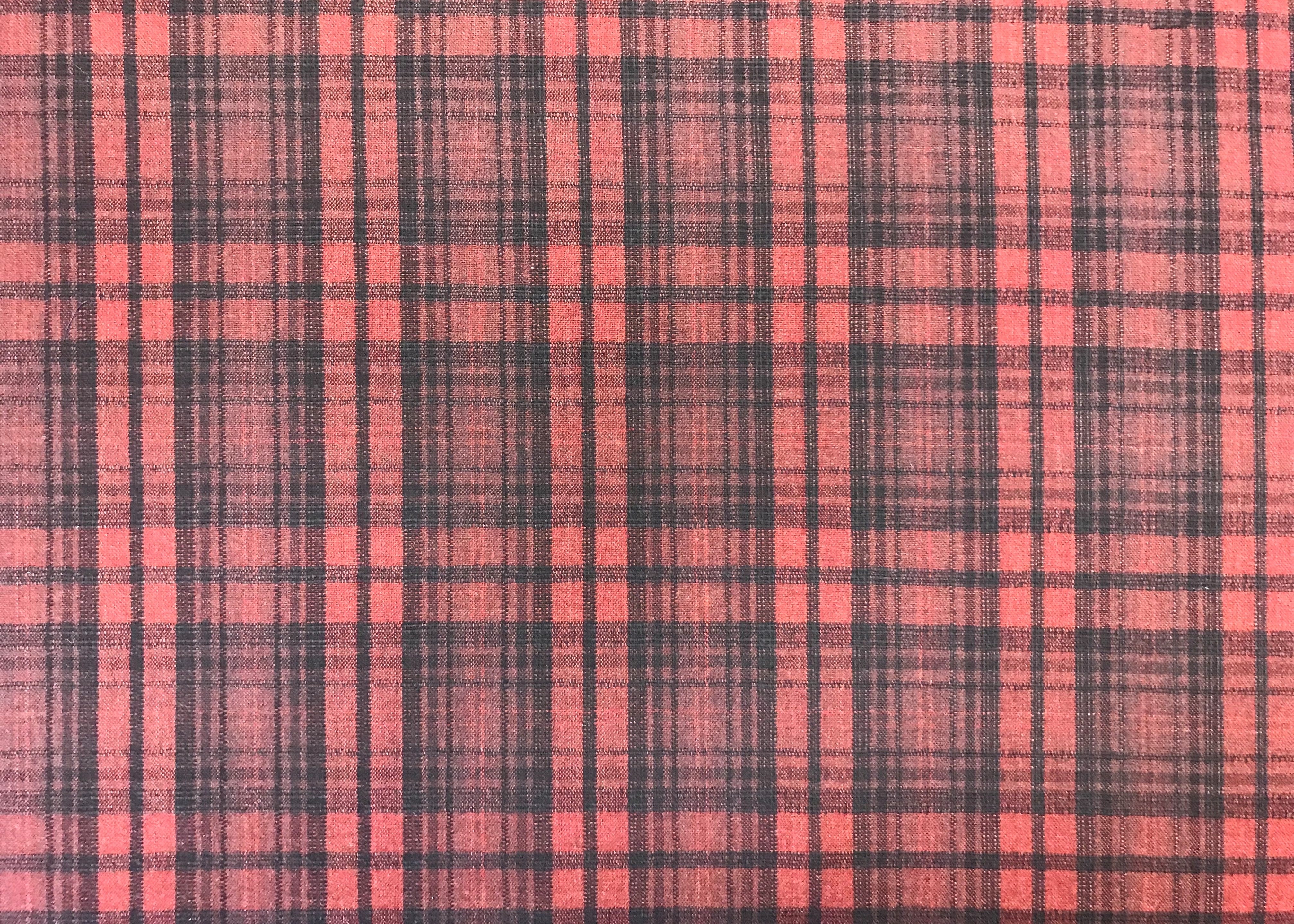 Black Red Check Linen Wool Blazer Suiting